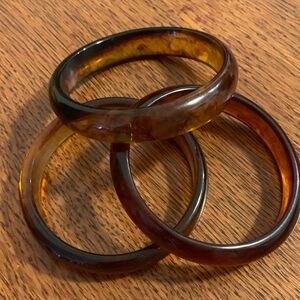 Set of Three Rootbeer Swirl Bakelite Bracelets